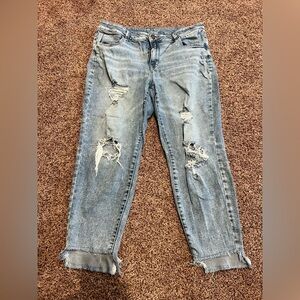 Maurices High Rise jeans 16w Regular Skinny Leg Light Wash Distressed Grunge